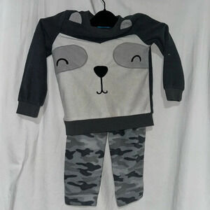 lightning bug baby fleece bear sweater with camo pants size 24 months